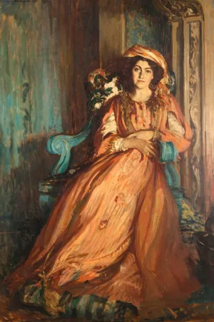 Portrait de Mabel Dodge a la Villa Curonia by Jacques-Emile Blanche Oil Painting