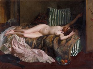 Young Girl after a Masked Ball by Jacques-Emile Blanche Oil Painting
