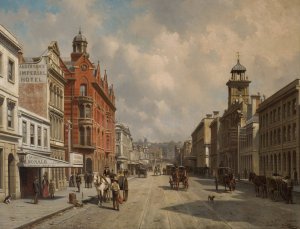 Queen Street, Auckland by Jacques Francois Carabain Oil Painting