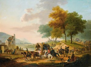 The Military Camp Leaving by Jacques-Francois-Joseph Swebach Oil Painting