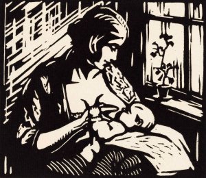 Vrouw die een kind borstvoeding geeft by Jacques Jeichienus Ottens Oil Painting