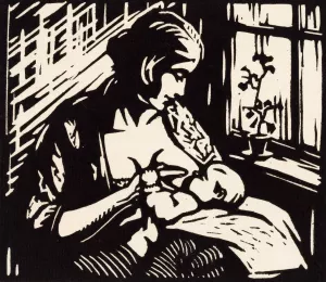 Vrouw die een kind borstvoeding geeft by Jacques Jeichienus Ottens Oil Painting
