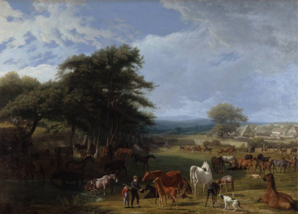 Lord Rivers's Stud Farm, Stratfield Saye  by Jacques-Laurent Agasse - Hand-Painted Oil Painting Reproduction