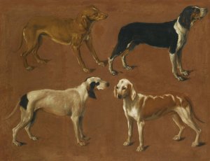 Study Of Four Pointers Oil painting by Jacques-Laurent Agasse