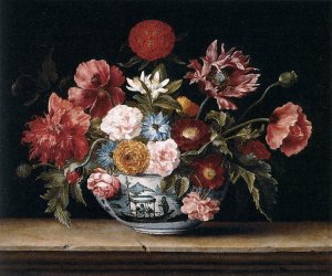 Chinese Bowl with Flowers by Jacques Linard Oil Painting