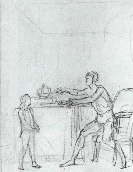 Main Product Photo of Louis XVI Showing the Constitution to his Son, the Dauphin Painting by Jacques-Louis David