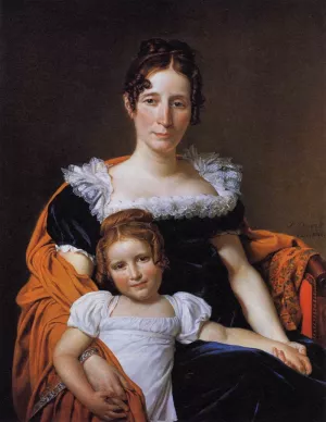 Portrait of the Comtesse Vilain XIIII and Her Daughter by Jacques-Louis David - Oil Painting Reproduction