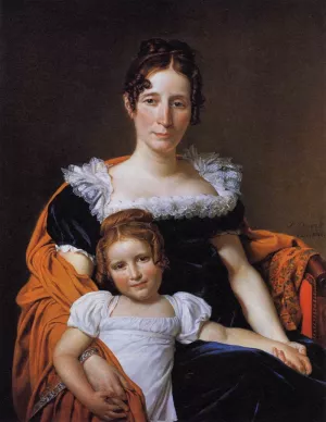 Portrait of the Comtesse Vilain XIIII and Her Daughter Oil painting by Jacques-Louis David
