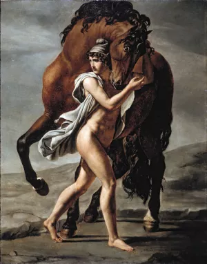 Roman Youth with Horse Oil painting by Jacques Louis David