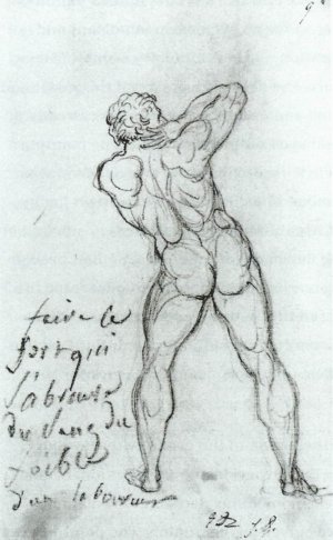 Study after Michelangelo by Jacques-Louis David Oil Painting