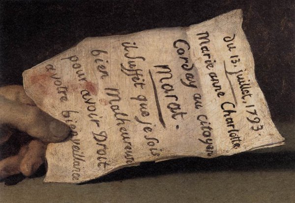 Main Product Photo of The Death of Marat Detail Painting by Jacques-Louis David
