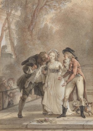 Loaned Kiss by Jacques Louis Francois Touze Oil Painting