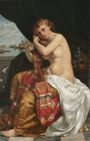 Venitienne a Sa Toilette by Jacques-Louis-Jules David Oil Painting
