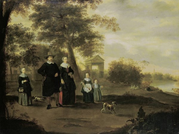 Main Product Photo of The Family of Preacher Reinier Halma in Langerak on the Lek  Painting by Jacques Muller