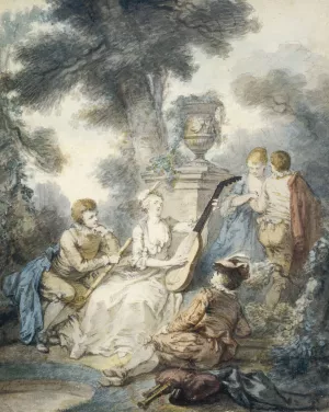 La Joueuse de guitare ou La Musique Oil painting by Jacques-Philippe Caresme
