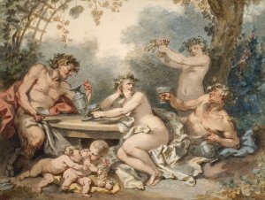 Nymphes et faune by Jacques-Philippe Caresme Oil Painting