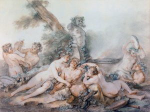 Nymphes et Satyres aupres d'un terme de Bacchus by Jacques-Philippe Caresme Oil Painting