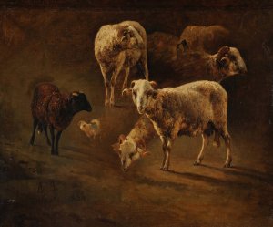 Beliers by Jacques-Raymond Brascassat Oil Painting