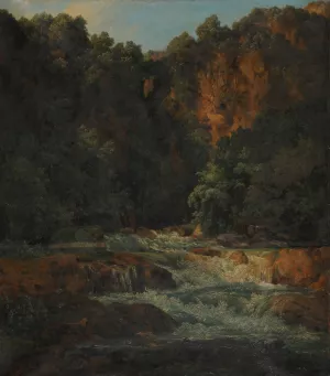 Cascade et rochers Oil painting by Jacques-Raymond Brascassat