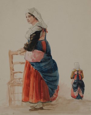 Etude de costume de Calabraise by Jacques-Raymond Brascassat Oil Painting
