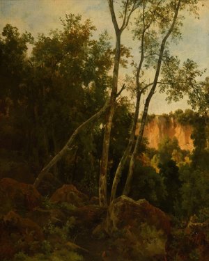Foret avec rochers by Jacques-Raymond Brascassat Oil Painting