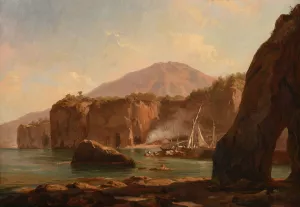 Grottes et falaises au bord de la mer by Jacques-Raymond Brascassat Oil Painting