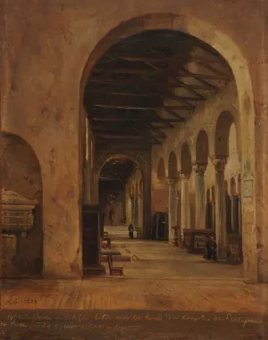 Interieur d'eglise en Calabre Oil painting by Jacques-Raymond Brascassat