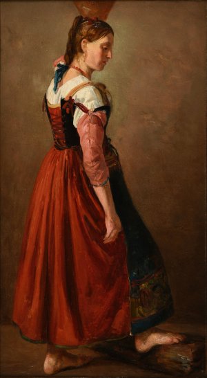 Jeune romaine, porteuse d'eau by Jacques-Raymond Brascassat Oil Painting