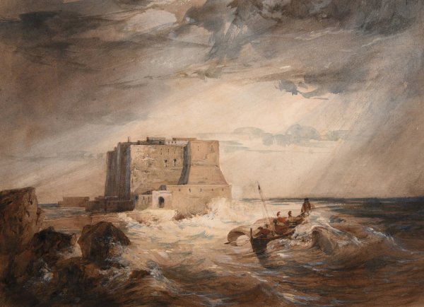 Le Chateau de l'Ouf a Naples by Jacques-Raymond Brascassat - Hand-Painted Oil Painting Reproduction