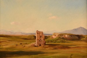 Monument funeraire sur la route entre Rome et le pont Nomentano by Jacques-Raymond Brascassat Oil Painting