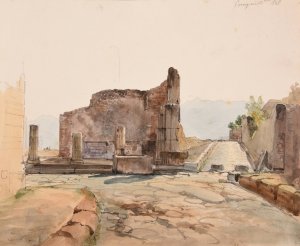 Rues et ruines a Pompei by Jacques-Raymond Brascassat Oil Painting