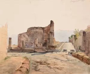 Rues et ruines a Pompei by Jacques-Raymond Brascassat Oil Painting