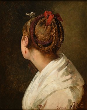 Tete de jeune romaine by Jacques-Raymond Brascassat Oil Painting