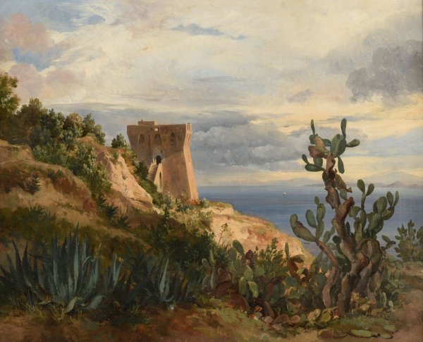 Tour en bordure de mer by Jacques-Raymond Brascassat - Hand-Painted Oil Painting Reproduction