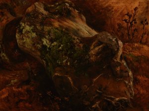 Tronc d'arbre coupe avec ses racines by Jacques-Raymond Brascassat Oil Painting