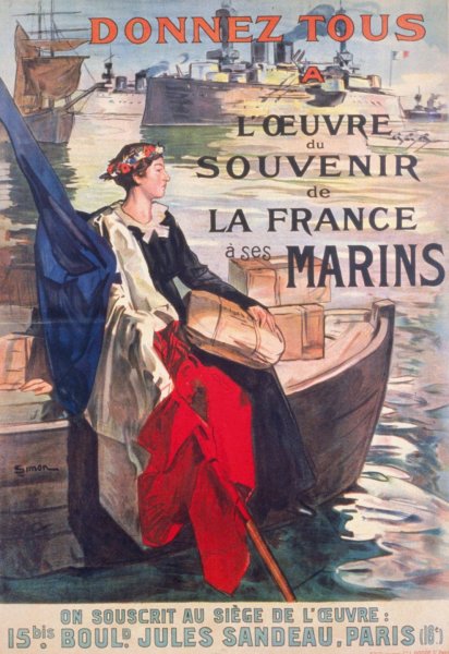 Donnez tous a l'Oeuvre du Souvenir de la France a ses marins  by Jacques Roger Simon - Hand-Painted Oil Painting Reproduction