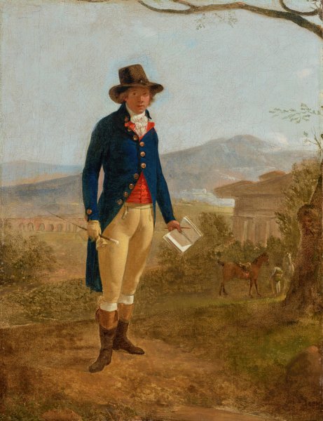 Portrait of a gentleman in a landscape by Jacques Sablet - Hand-Painted Oil Painting Reproduction