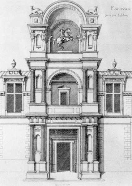 Main Product Photo of Entrance to the Chateau, Ecouen Painting by Jacques Androuet Du Cerceau