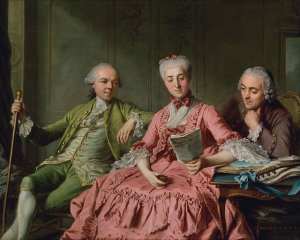 Presumed Portrait of the Duc de Choiseul and Two Companions by Jacques Wilbaut Oil Painting