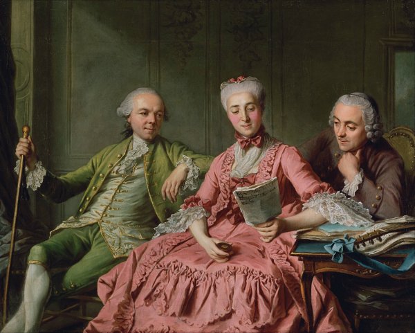 Main Product Photo of Presumed Portrait of the Duc de Choiseul and Two Companions Painting by Jacques Wilbaut