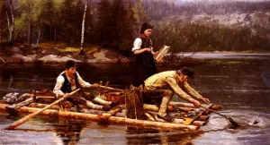 Fischfang Am Flusse by Jahn Ekenaes - Oil Painting Reproduction