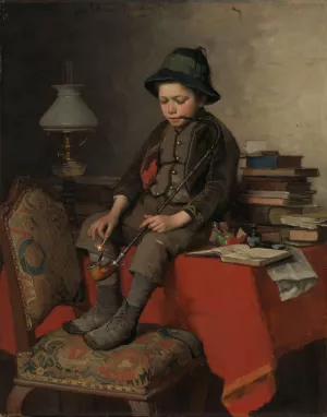 Gutt med langpipe Oil painting by Jahn Ekenaes