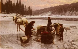 Laudering, A Winter's Day by Jahn Ekenaes Oil Painting