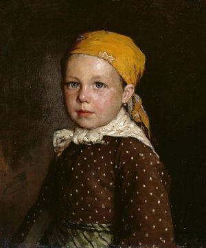Portrait of a little girl by Jahn Ekenaes Oil Painting