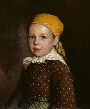 Portrait of a little girl by Jahn Ekenaes Oil Painting