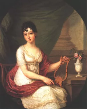 Woman Playing the Lute by Janos Donat Oil Painting