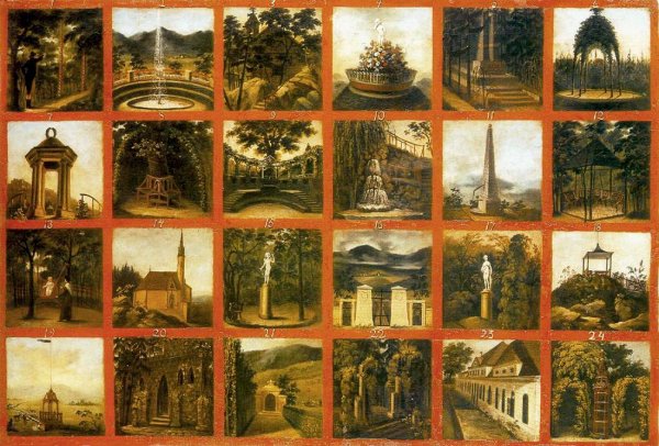 Main Product Photo of English Garden in the Csaky Castle at Hotkoc Painting by Janos Rombauer