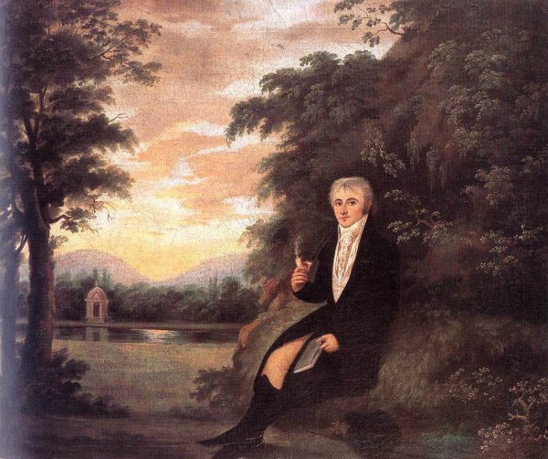 Young Man in a Landscape by Janos Rombauer - Hand-Painted Oil Painting Reproduction