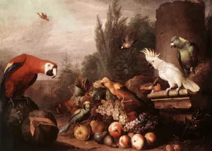 Still-Life with Birds by Jakob Bogdany Oil Painting