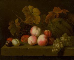 Still Life With Peaches, Grapes, Plums And Melon by Jakob Bogdany Oil Painting